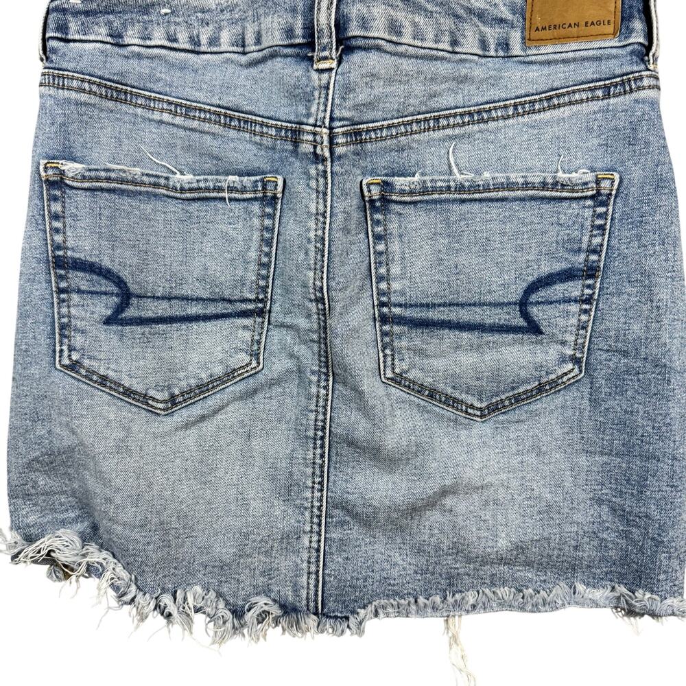 American Eagle Women's Curvy High Rise Super Stretch Distressed Jean‎ Skirt - 4 - Picture 4 of 9